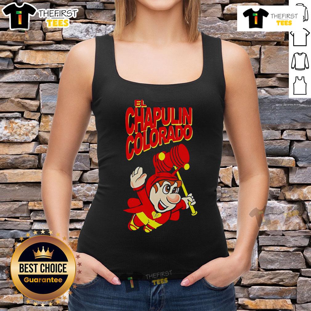 Top El Chapulin Colorado El Chavo logo tank top featuring vibrant colors and iconic cartoon design for fans.