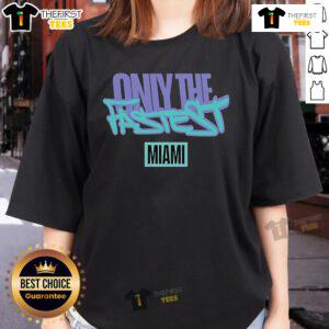 2025 Miami Slam champions on the fast track wearing the Top Grand Slam Track ladies tee, showcasing athletic style and spirit.
