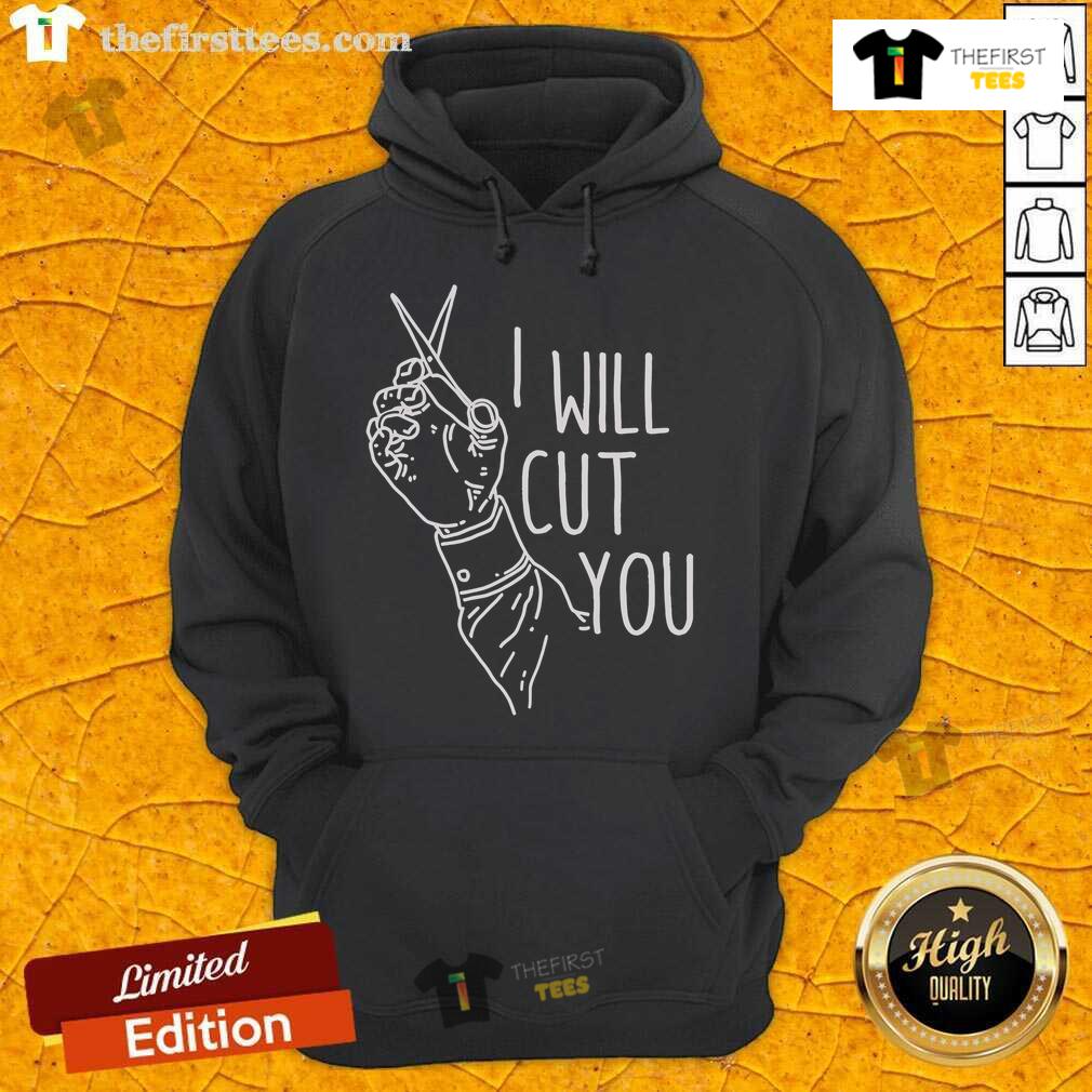 Top I Will Cut You Hoodie in black, featuring a bold graphic design, perfect for edgy streetwear fashion.