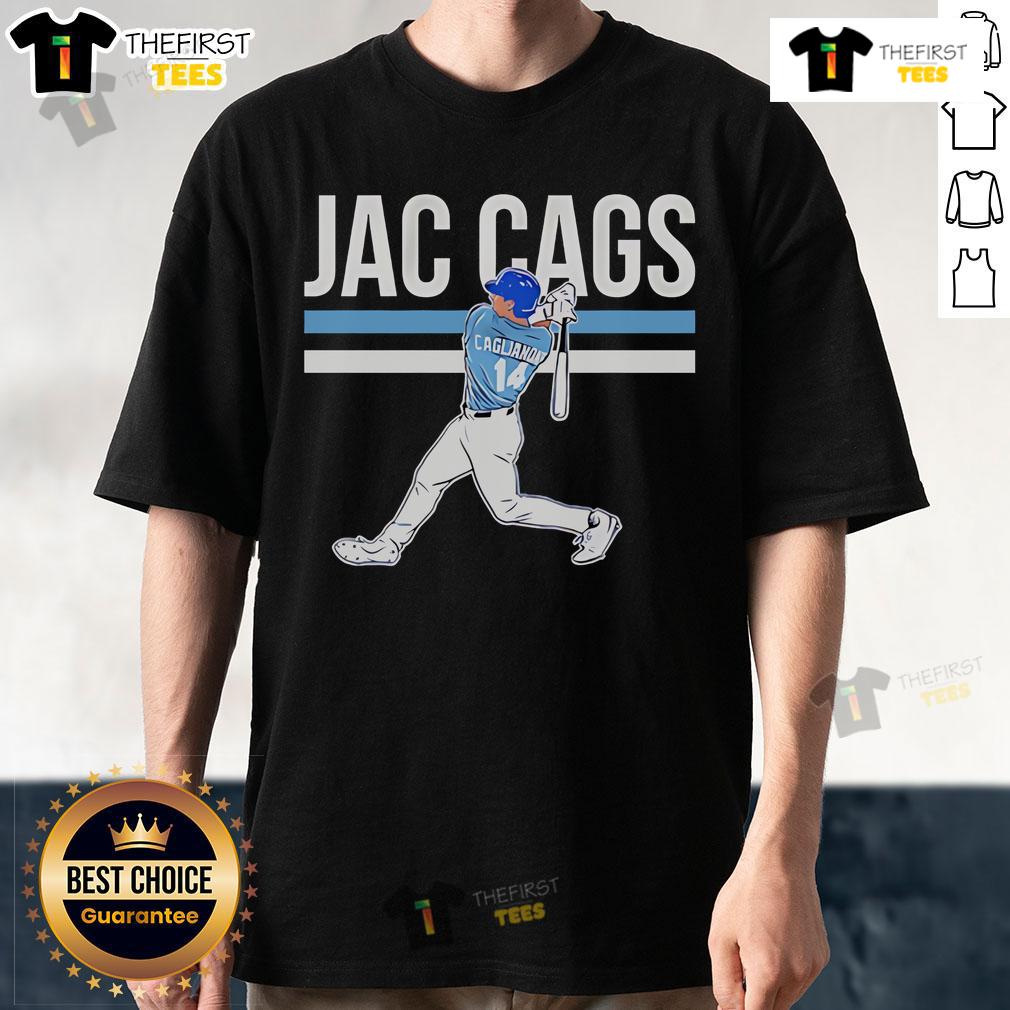 Top Jac Caglianone Slugger Swing T-Shirt featuring a stylish design for baseball fans and enthusiasts.