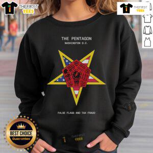 Top The Pentagon sweatshirt showcasing false flags and tax fraud design, perfect for statement fashion in Washington DC.