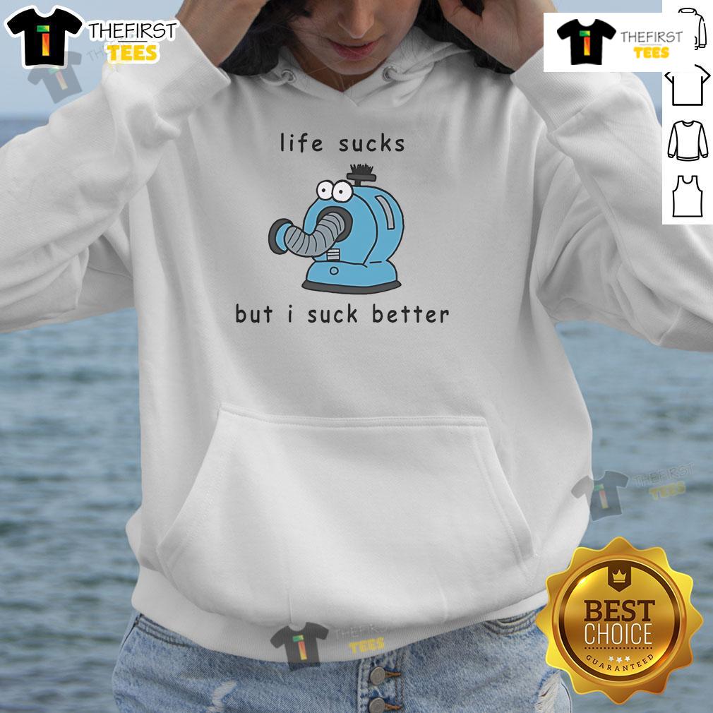 Alt Text: Cute Noo Noo hoodie with 'Life Sucks But I Suck Better' design, perfect for casual and cozy outfits.