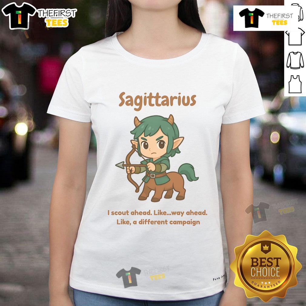 Cute Sagittarius the Centaur graphic on a ladies tee, perfect for astrology lovers and stylish outfits.