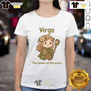 Adorable Virgo The Healer of the Party Ladies Tee featuring a stylish design perfect for astrological fashion lovers.