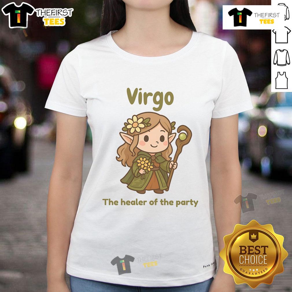 Adorable Virgo The Healer of the Party Ladies Tee featuring a stylish design perfect for astrological fashion lovers.