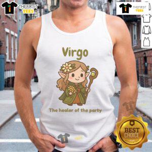 Alt Text: Cute Virgo The Healer Of The Party tank top featuring a stylish design perfect for astrology lovers and casual wear.