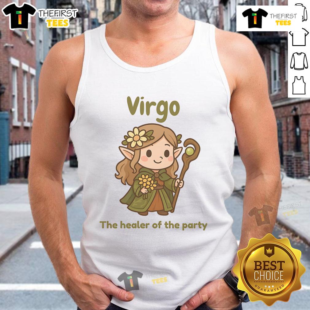 Alt Text: Cute Virgo The Healer Of The Party tank top featuring a stylish design perfect for astrology lovers and casual wear.