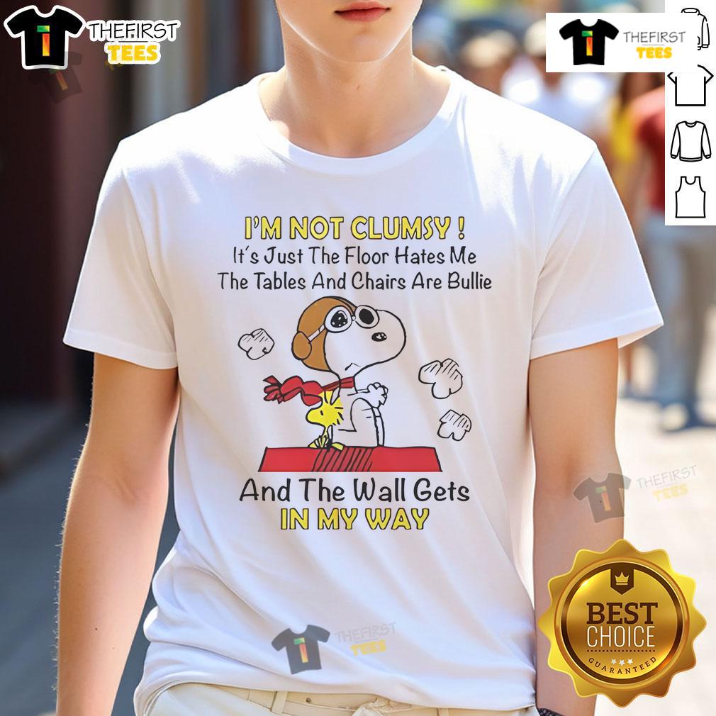 Good Snoopy and Woodstock 'I'm Not Clumsy It's Just The Floor Hates Me' T-Shirt design for fun and quirky style.
