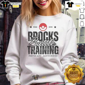 Nice Brock's Battle Training sweatshirt featuring designs from Pewter City in the Kanto Region, perfect for Pokemon fans.