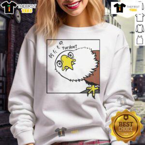 Nice curious eagle design on a Japanese style sweatshirt, featuring vibrant colors and intricate details.