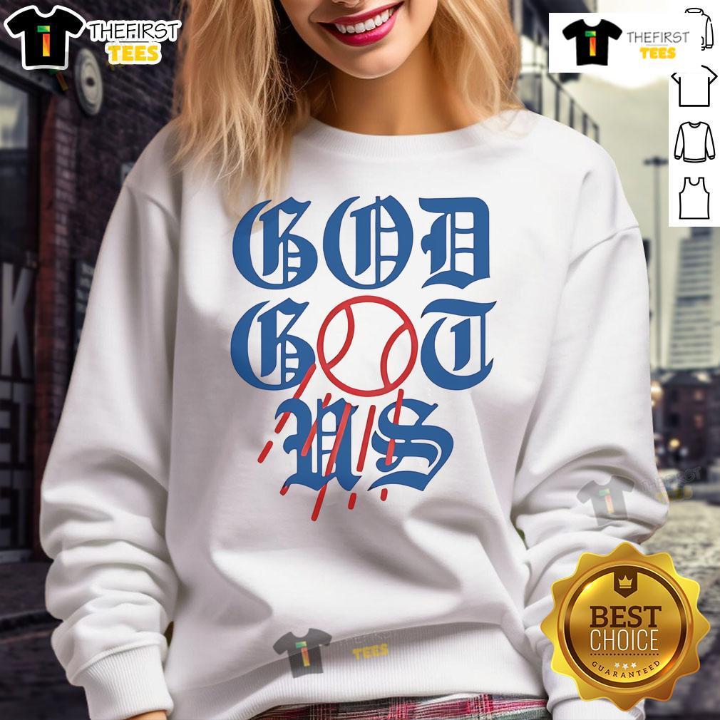 Nice God Got Us Los Angeles Dodgers sweatshirt featuring team logo and stylish design for fans and casual wear.