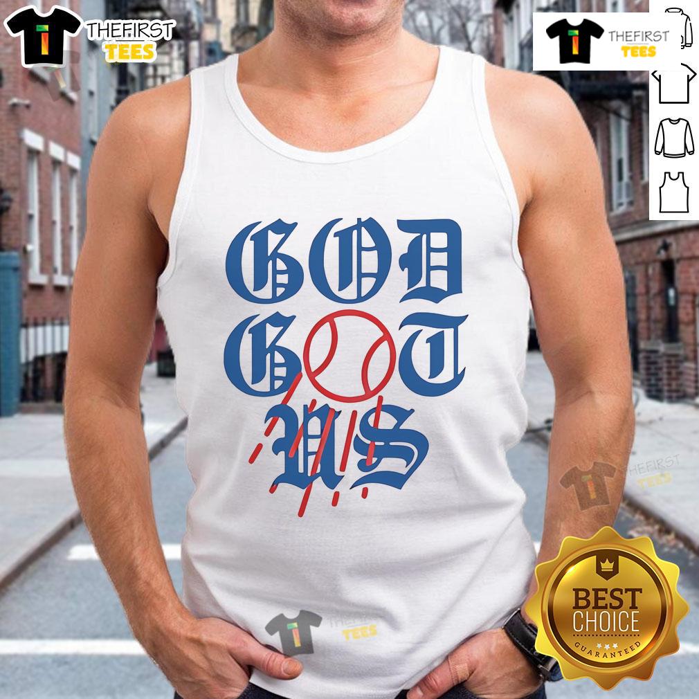 Stylish Nice God Got Us Los Angeles Dodgers tank top featuring team colors and logo, perfect for game day or casual wear.