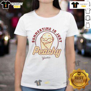 Nice Peachy Summertime Just Ice Cream Ladies Tee featuring a vibrant design perfect for summer fashion.