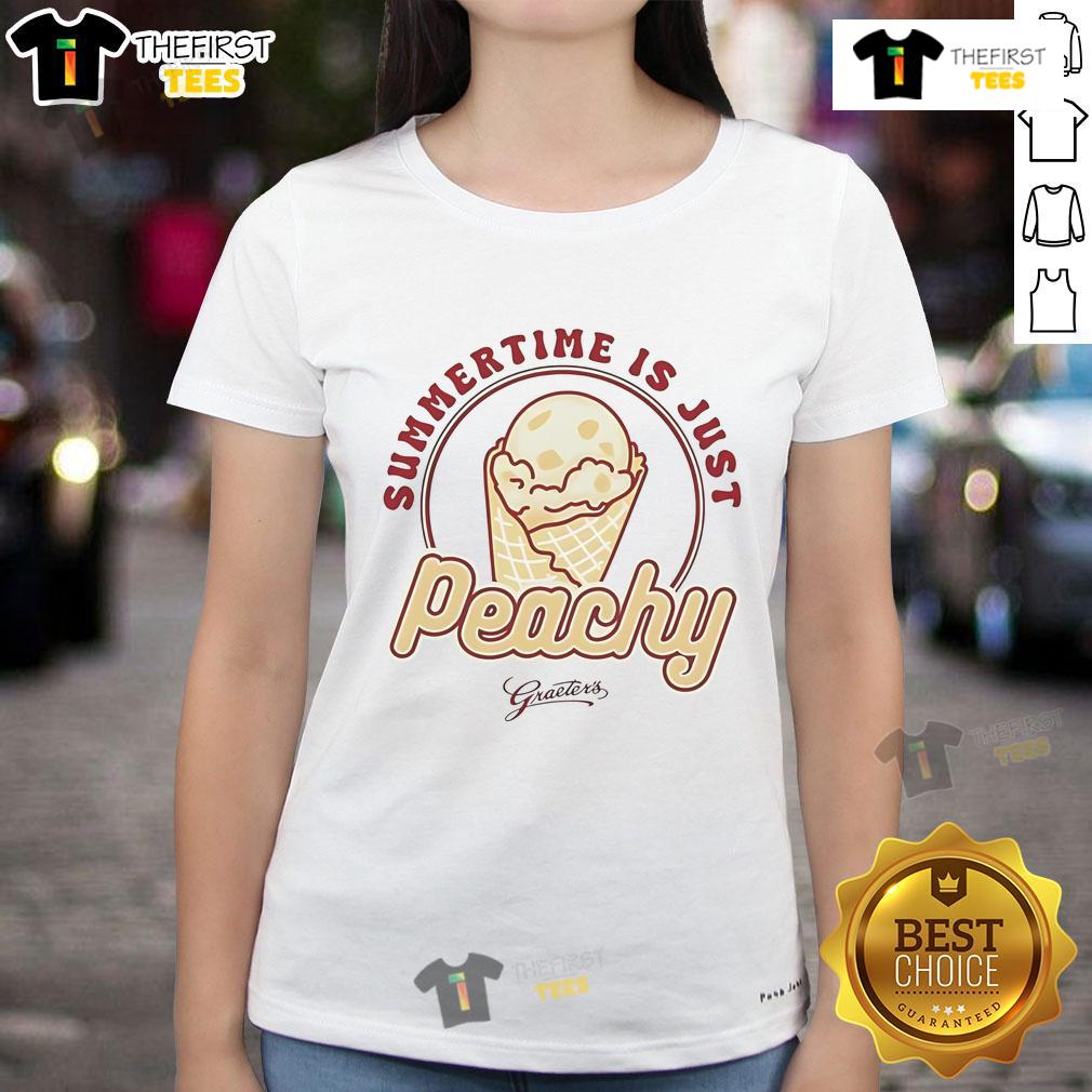 Nice Peachy Summertime Just Ice Cream Ladies Tee featuring a vibrant design perfect for summer fashion.