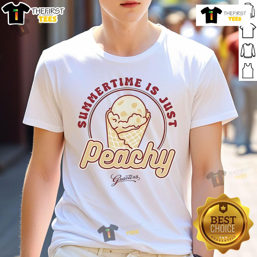Alt Text: Nice Peachy Summertime Is Just Ice Cream T-Shirt featuring a fun ice cream graphic perfect for summer fashion.