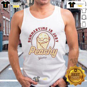 Alt Text: Nice Peachy Summertime Just Ice Cream Tank Top featuring a vibrant peach graphic for summer fashion.