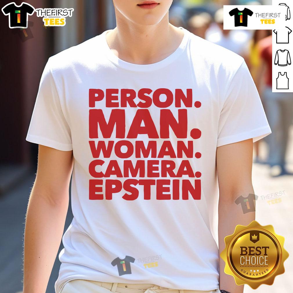 Nice person wearing Epstein T-shirt, posing for the camera with a cheerful smile in a casual outdoor setting.