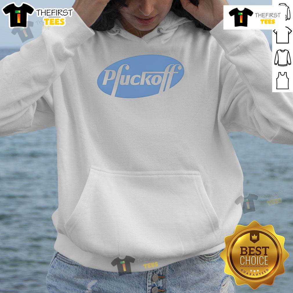 Nice Pfuckoff logo parody hoodie featuring a bold graphic design and vibrant colors, perfect for casual streetwear.