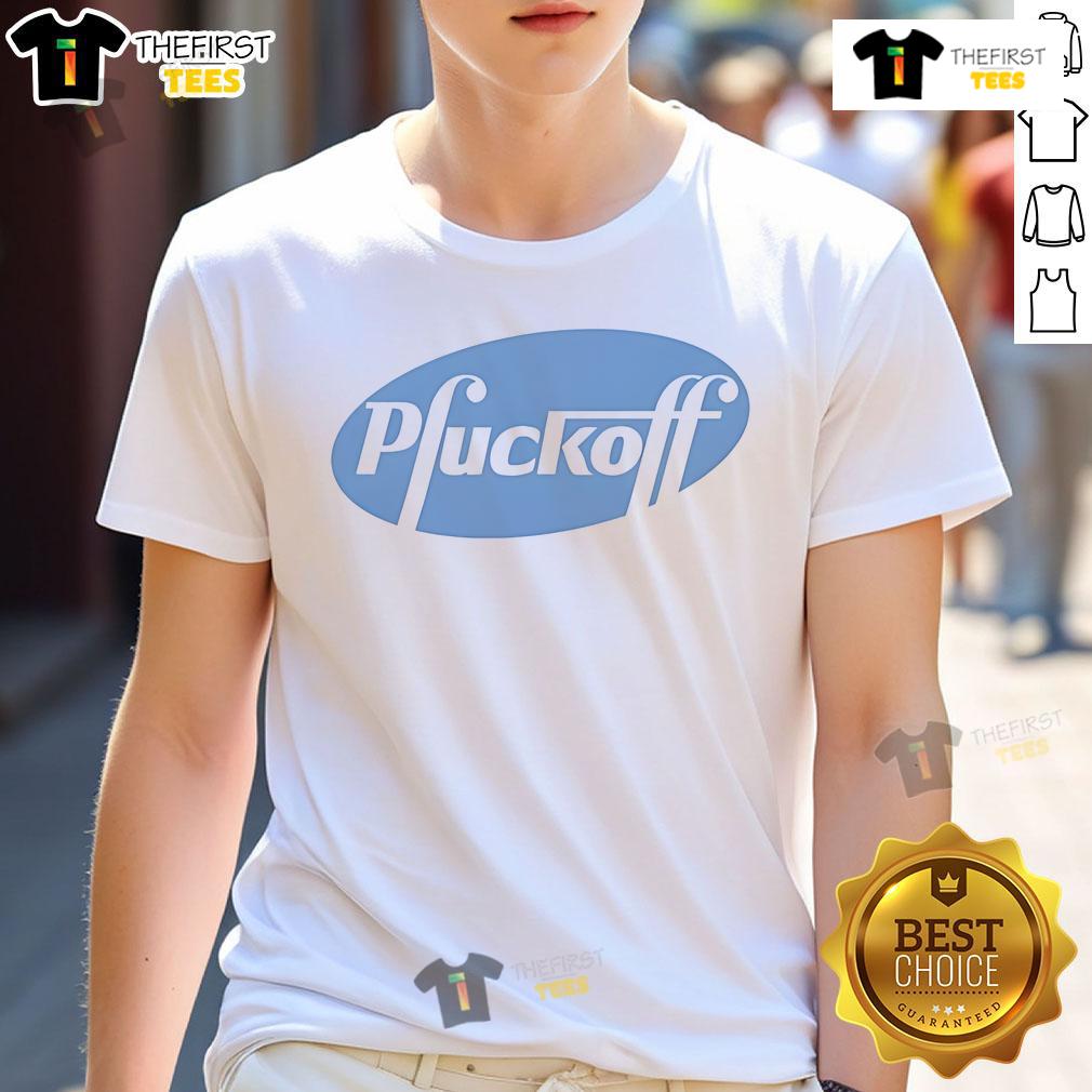 Alt Text: Nice Pfuckoff logo parody T-shirt featuring a humorous design with bold graphics and vibrant colors.