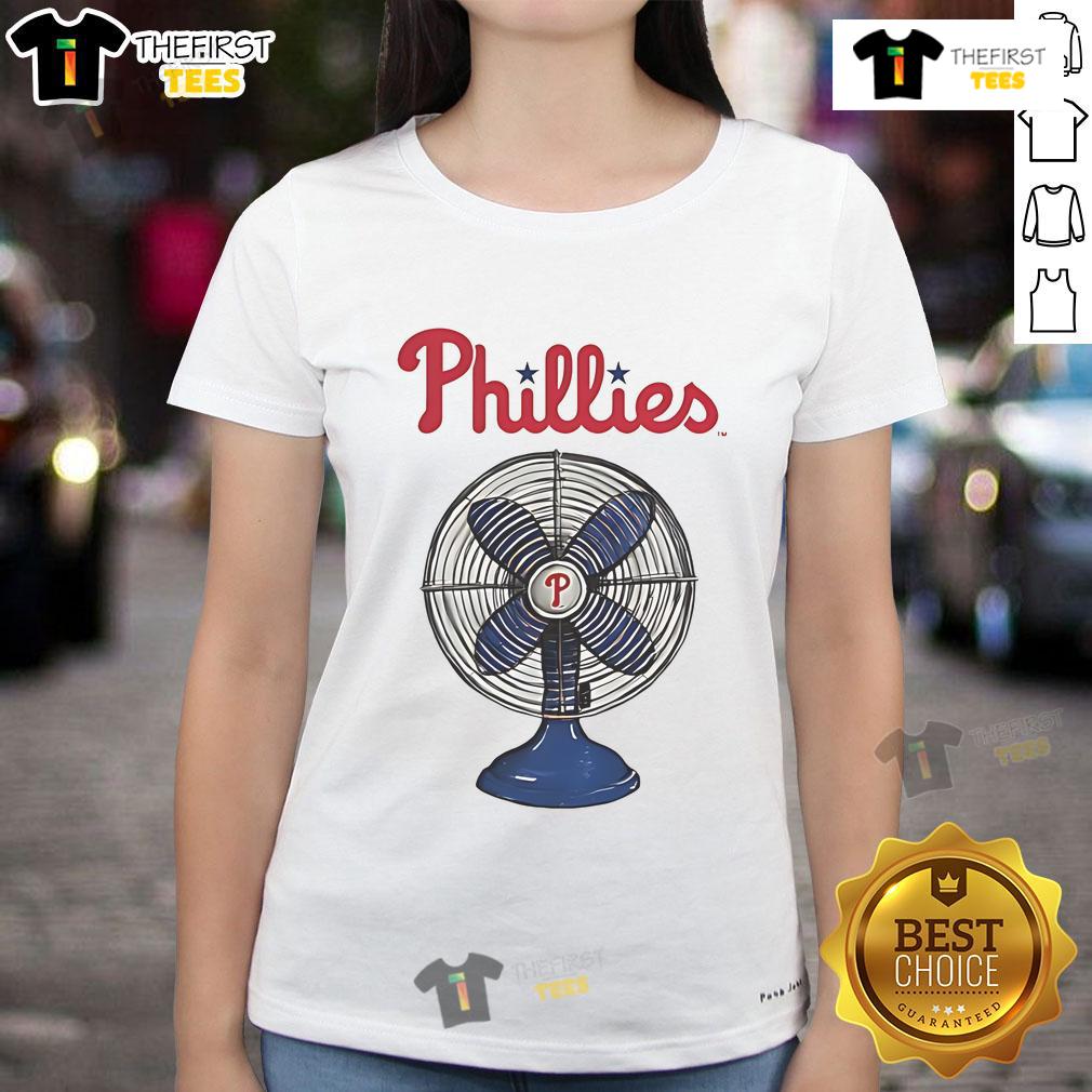Stylish Philadelphia Phillies fan ladies tee in red, perfect for game day and showing team spirit.
