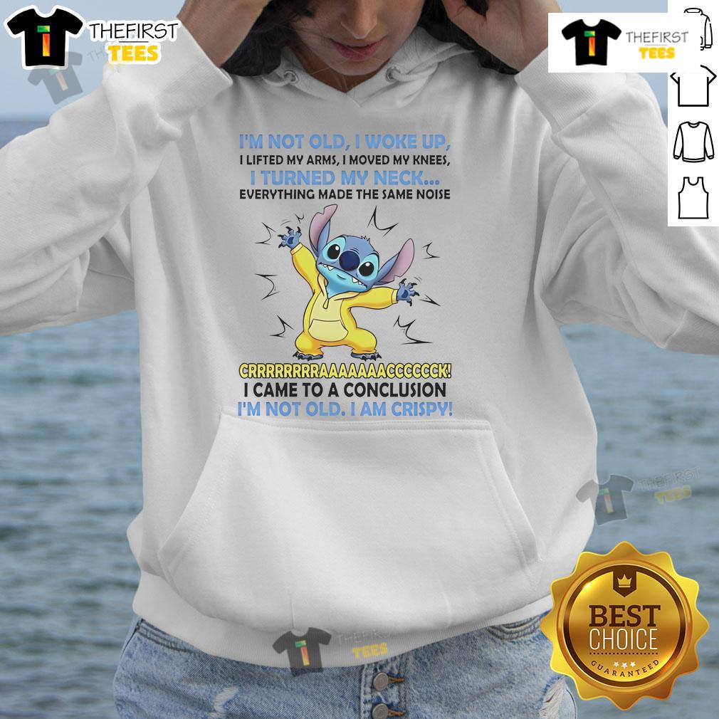 Alt Text: Cozy I'm Not Old, I Woke Up, I Lifted My Arms hoodie with a stylish stitch design, perfect for casual wear.