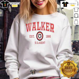 Alt Text: Cozy Nice Walker Est 1996 US Agent sweatshirt featuring a stylish design perfect for fans of comic book heroes.