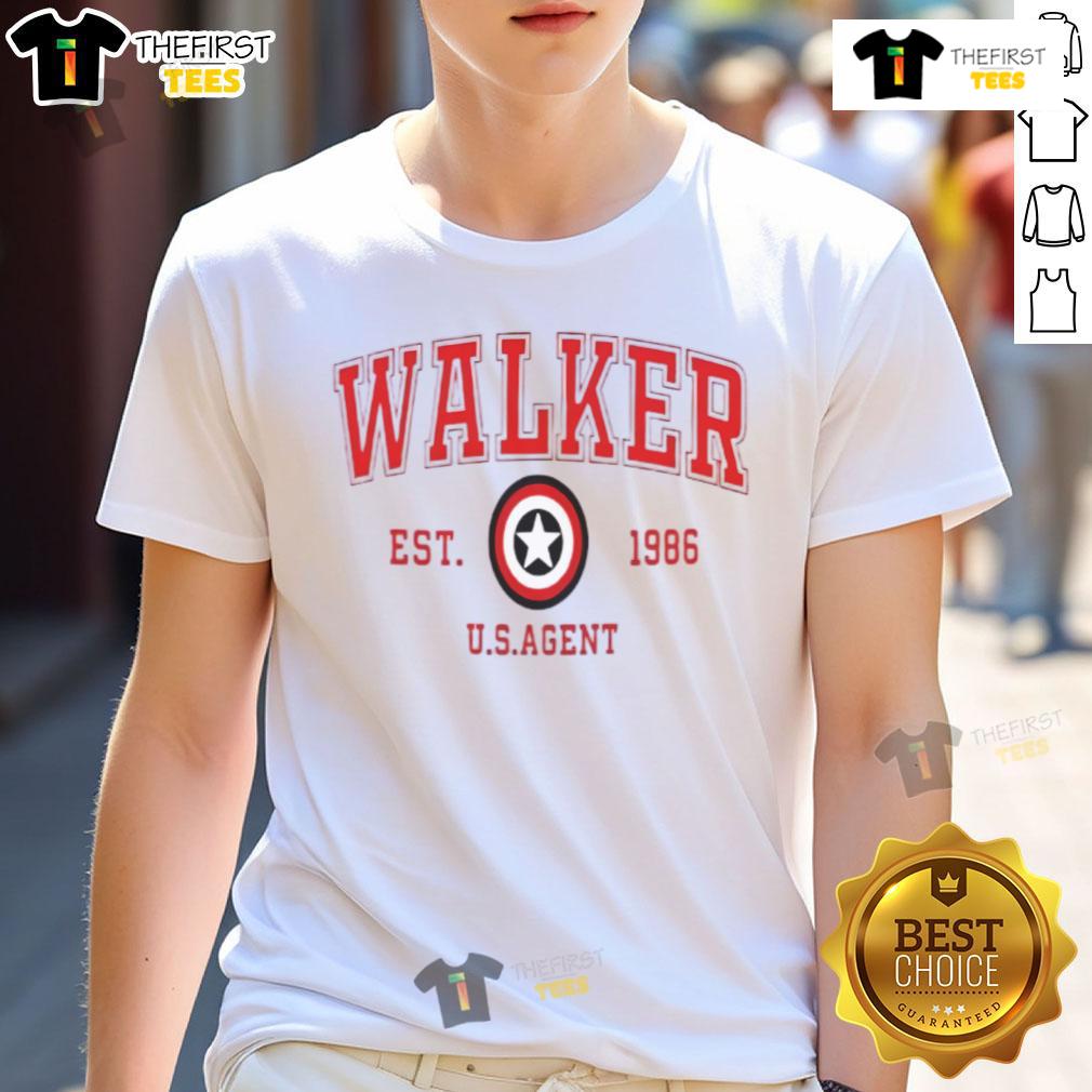 Nice Walker Est 1996 US Agent T-Shirt featuring a bold graphic design for fans of the superhero genre.