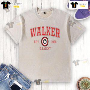 Nice Walker Est 1996 US Agent washed t-shirt featuring a vintage graphic design and soft fabric for casual wear.