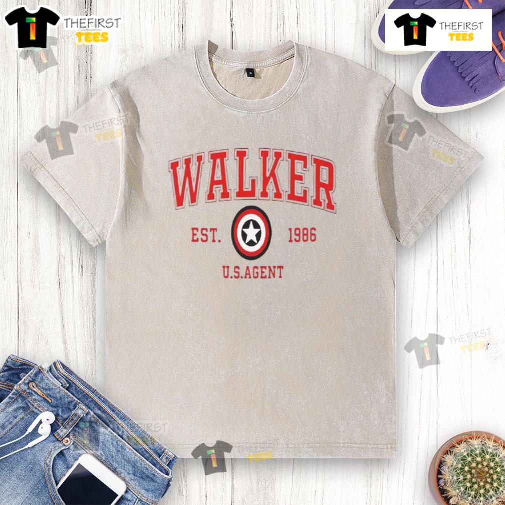 Nice Walker Est 1996 US Agent washed t-shirt featuring a vintage graphic design and soft fabric for casual wear.