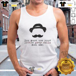 Stylish 'Nice You Must Use Your Little Grey Cells Mon Ami' tank top for a chic summer look, perfect for casual outings.