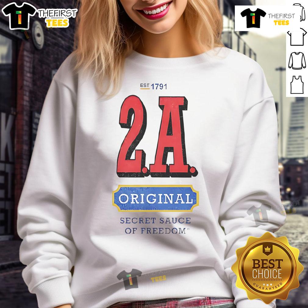 Official 2A Original Secret Sauce of Freedom Sweatshirt in black, featuring a bold graphic design and comfortable fit.