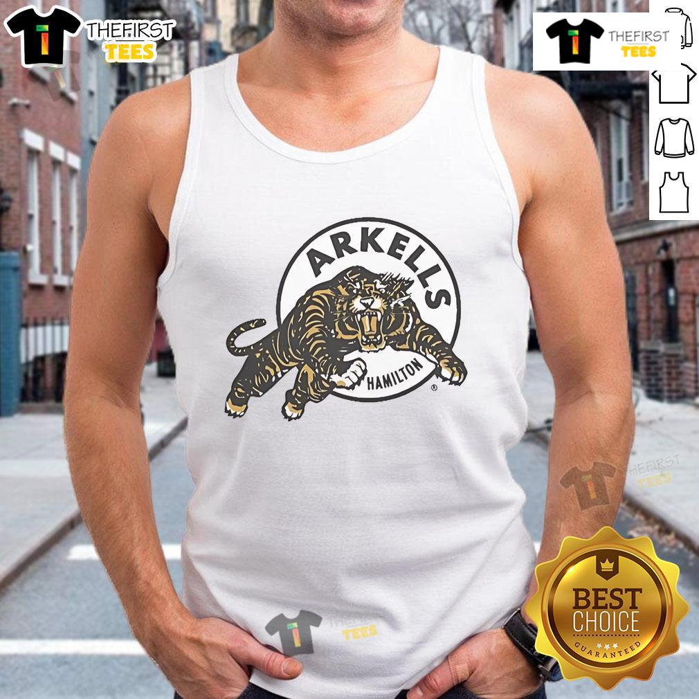 Alt Text: Official Arkells Hamilton Ti-Cat Rally tank top featuring team colors and logo, perfect for fans and events.