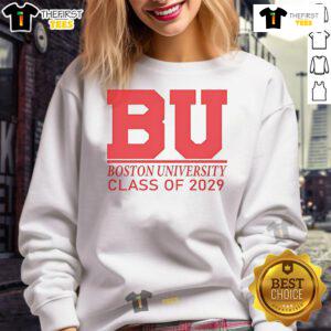Official BU Boston University Class of 2029 sweatshirt in navy blue, featuring logo and year design, perfect for alumni pride.