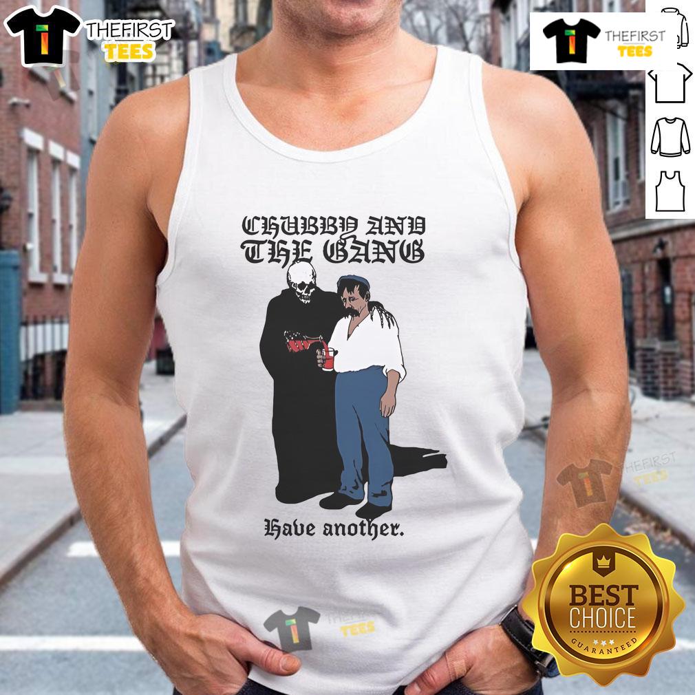 Alt Text: Official Chubby and the Gang tank top featuring vibrant design, perfect for fans of the band and stylish summer wear.