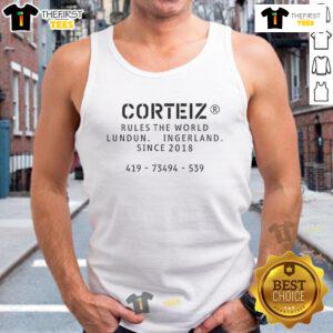 Official Corteiz Rules the World Lundun Tank Top featuring bold graphic design and comfortable fit for casual wear.