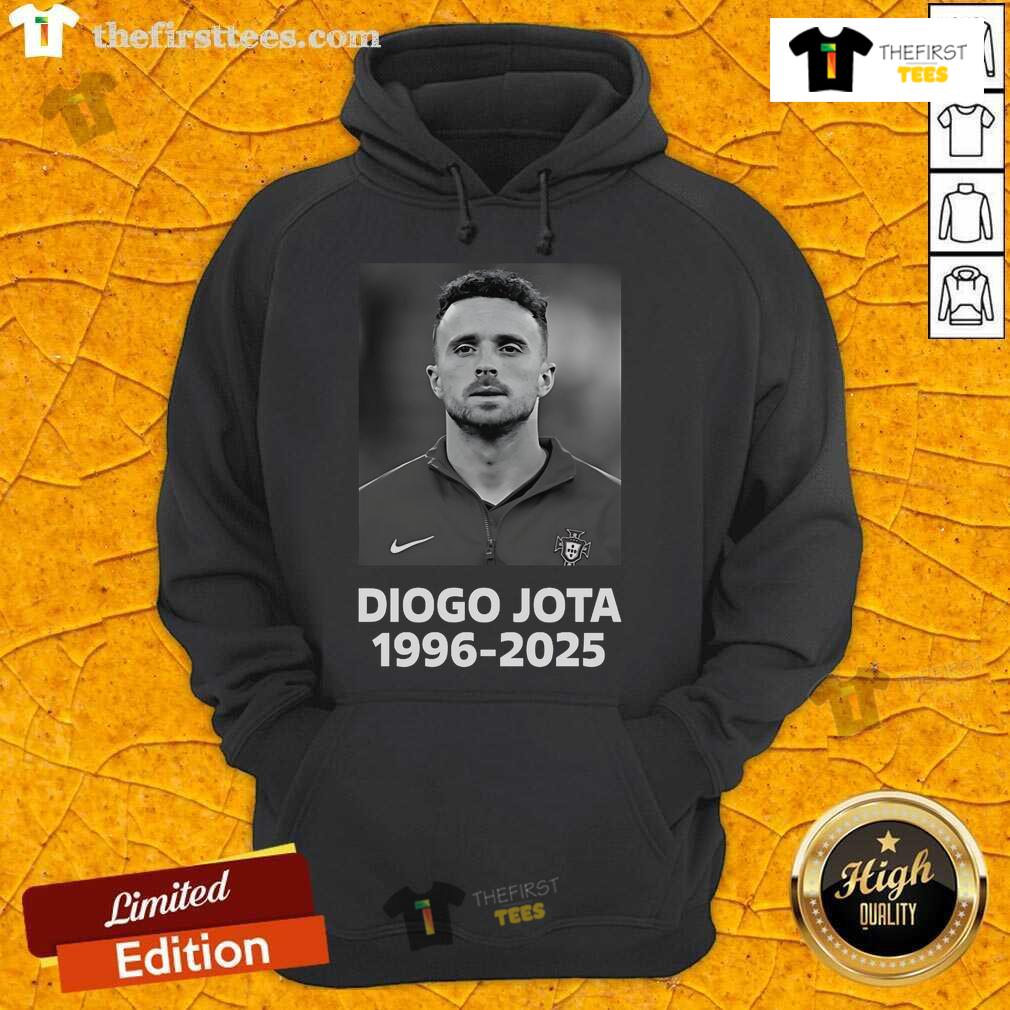 Alt Text: Official Diogo Jota 1996-2025 hoodie featuring a stylish design, perfect for fans and casual wear.