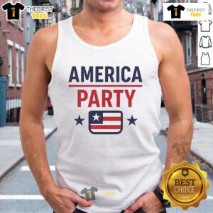 Official Elon Musk America Party USA flag tank top featuring bold design and patriotic colors for fans and supporters.