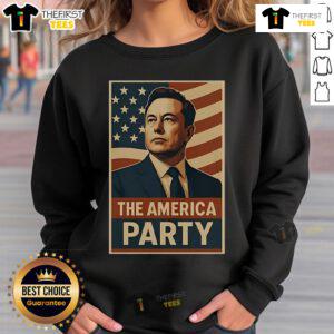 Official Elon Musk Political Party The America Party sweatshirt featuring bold graphics and vibrant colors.