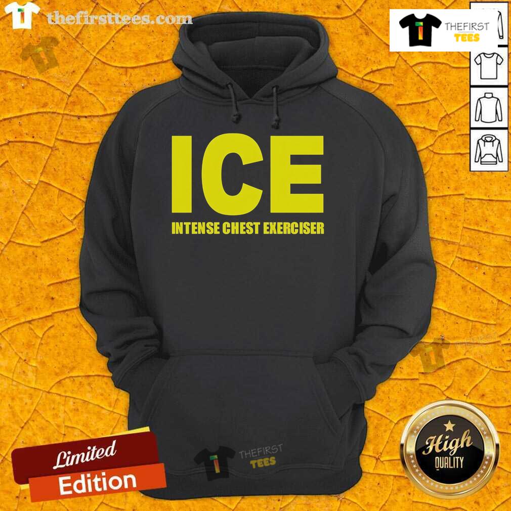 Official ICE Intense Chest Exerciser Hoodie in black, perfect for workouts and enhancing chest strength and fitness.