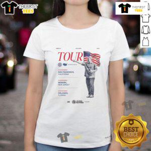 Official Joao Gomes Tour in the United States 2025 ladies tee featuring vibrant design and concert details.