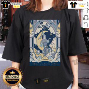 Official Laufey July 3, 2025 St. Michaels Church Liverpool UK poster for ladies tee featuring vibrant concert graphics.