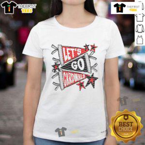 Official Let's Go Cardinal Ladies Tee in vibrant red, featuring the team's logo and stylish design perfect for fans.