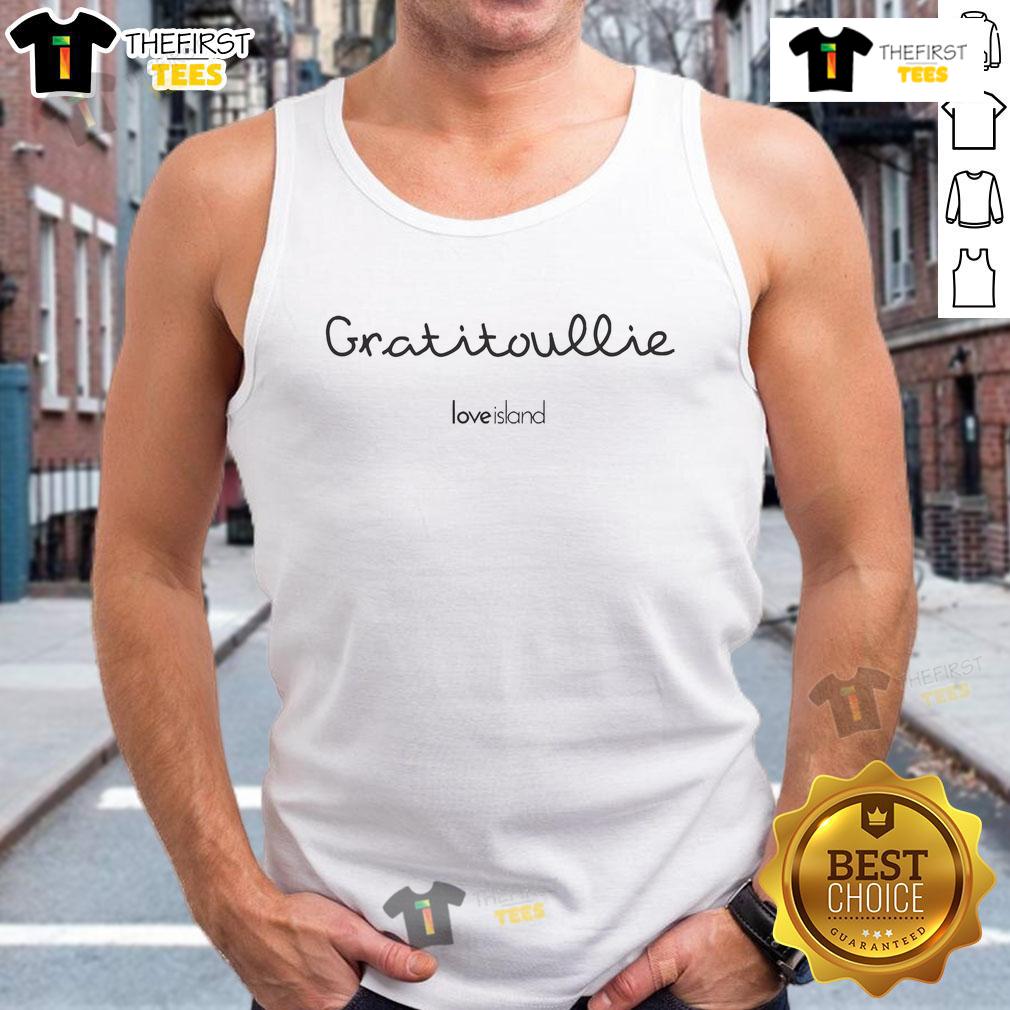 Official Love Island Gratitoullie tank top featuring vibrant colors and stylish design for summer fashion enthusiasts.