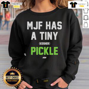 Official MJF Tiny Kosher Pickle Sweatshirt featuring a unique design perfect for fans of MJF and quirky fashion.