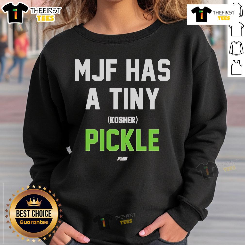 Official MJF Tiny Kosher Pickle Sweatshirt featuring a unique design perfect for fans of MJF and quirky fashion.