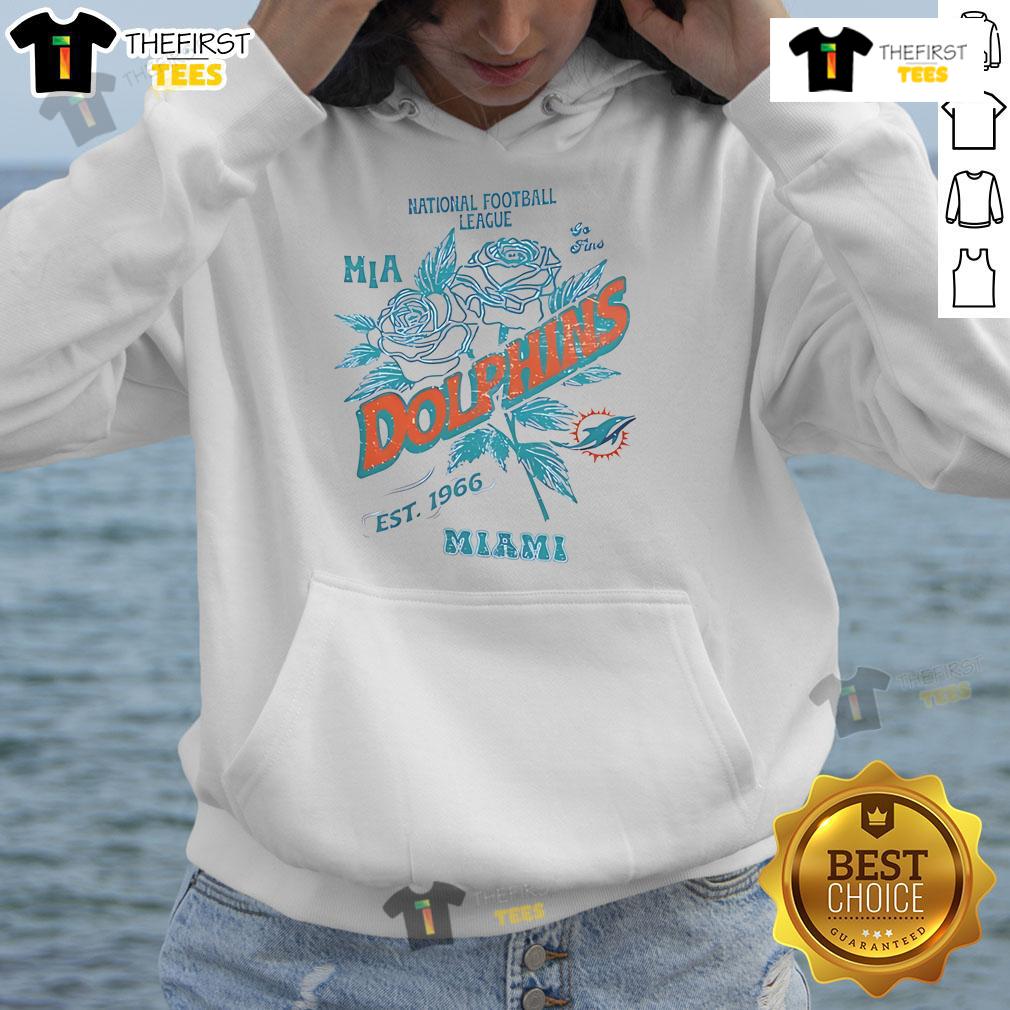 Official Miami Dolphins hoodie featuring the NFL logo, established 1966, perfect for fans of the National Football League.