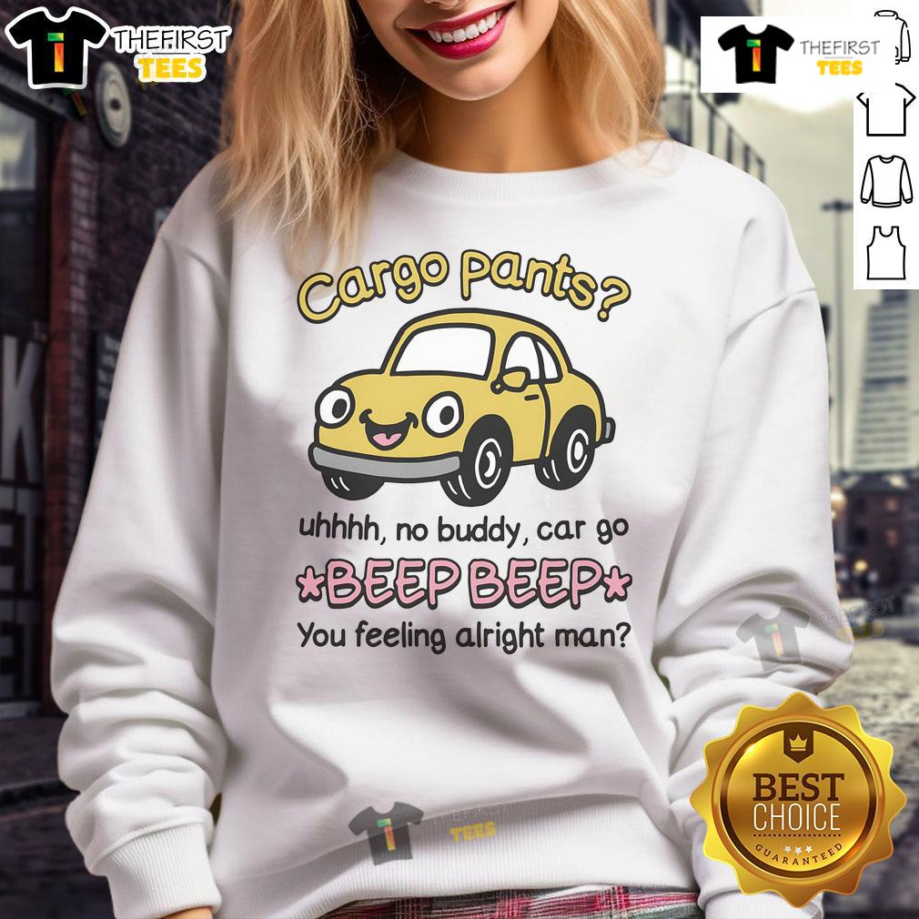 Alt Text: Stylish 'Official Cargo Pants' sweatshirt featuring a fun graphic, perfect for casual wear and street style enthusiasts.