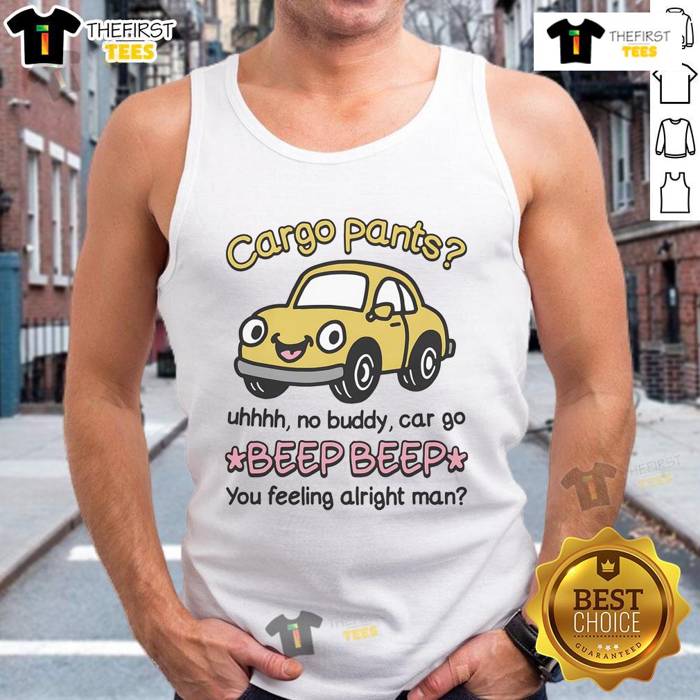 Official cargo pants outfit paired with Uhhh No Buddy tank top, perfect for casual streetwear style and comfort.