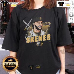 Official Paul Skenes caricature on a Pittsburgh Pirates ladies tee, showcasing team spirit and style.