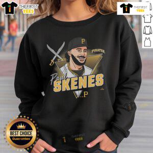 Official Paul Skenes Pittsburgh Pirates player caricature sweatshirt featuring vibrant colors and team logo.
